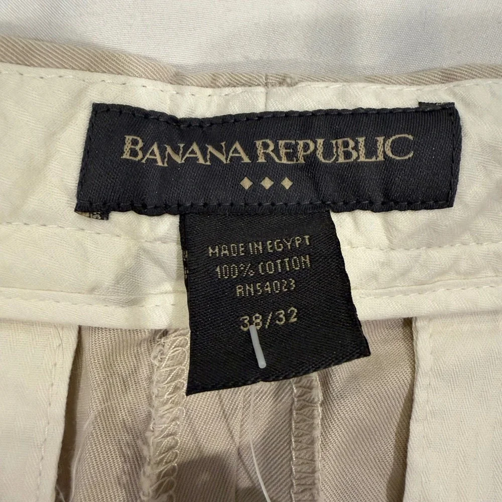 Banana Republic Dawson Chino Pants Mens 38x32 Relaxed Fit Khaki Cotton Ivory